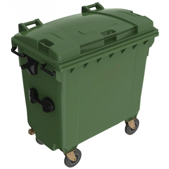 Eurocontainer plastic, 770L, verde, capac plat- Transport Inclus