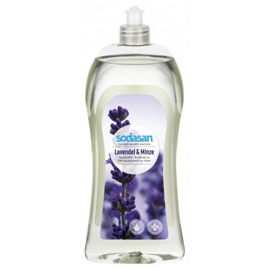 Detergent vase lichid bio lavanda si menta 1L Sodasan                                               