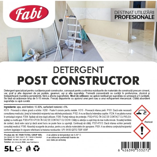 FABI DETERGENT PROFESIONAL POST CONSTRUCTOR 5L