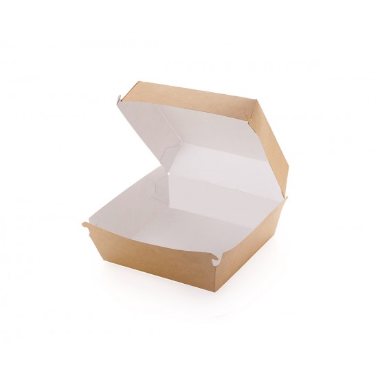 Set de 150 bucati, Hamburger box kraft, 12x12x7cm - 150 buc.