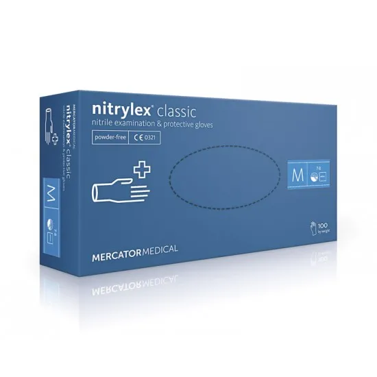 Manusi examinare si protectie Nitrylex, classic blue, 100 buc